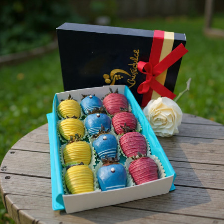 Estuche Armonía: Rosa Roja y Fresas con Chocolate Premium