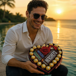 Corazón Dulce Distinción | Rosa, Ferrero Rocher y Chocolates Importados