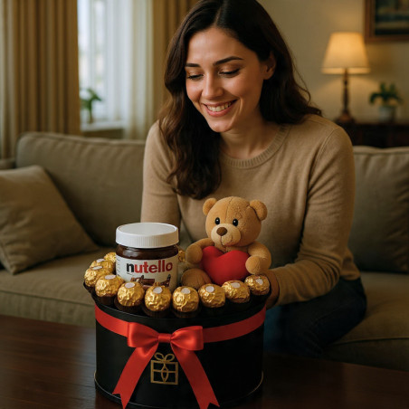 Arreglo Dulce Ternura | Ferrero Rocher, Nutella y Peluche