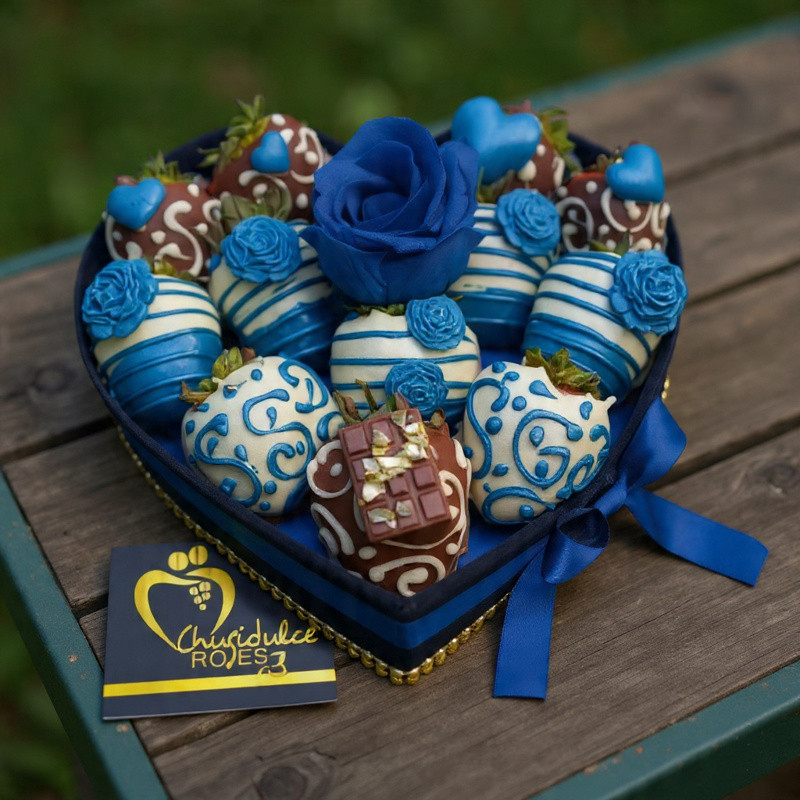 Corazón Pasión Artesanal: Rosa Natural y Fresas Gourmet