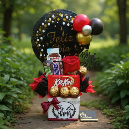 Cofre de Madera con Nutella, 4 Ferreros y Chocolates | Regalo de Lujo