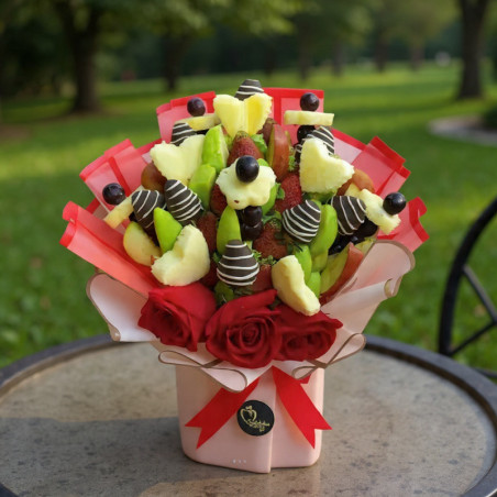 Bouquet Frutal Gala | Rosas Rojas y Fresas con Chocolate
