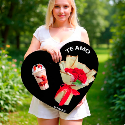 Panel Corazón "Me Gustas" con Fresas y Flores | Regalo Romántico Detallbox