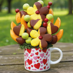 Taza Corazón Frutal | Regalo con Frutas y Chocolate