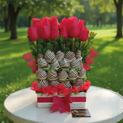 Bouquet Pasión y Dulzura: Rosas Rojas y Fresas con Chocolate
