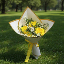 Ramo de Rosas Amarillas Brillantes