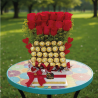 Arreglo Abundancia de Amor: Rosas Rojas y Ferrero Rocher